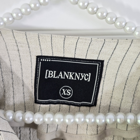NWT Anthropologie Blanknyc Evereve Linen Blend Pinstripe Jacket XS Cream - Picture 12 of 13